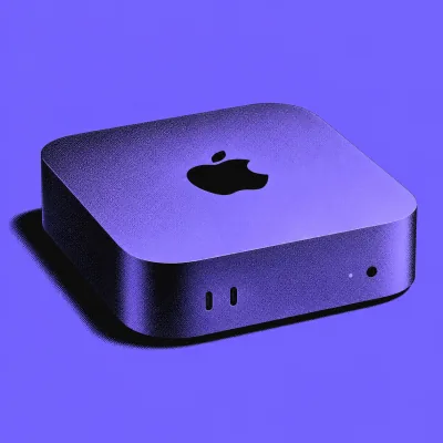 Mac mini in purple and black duotone